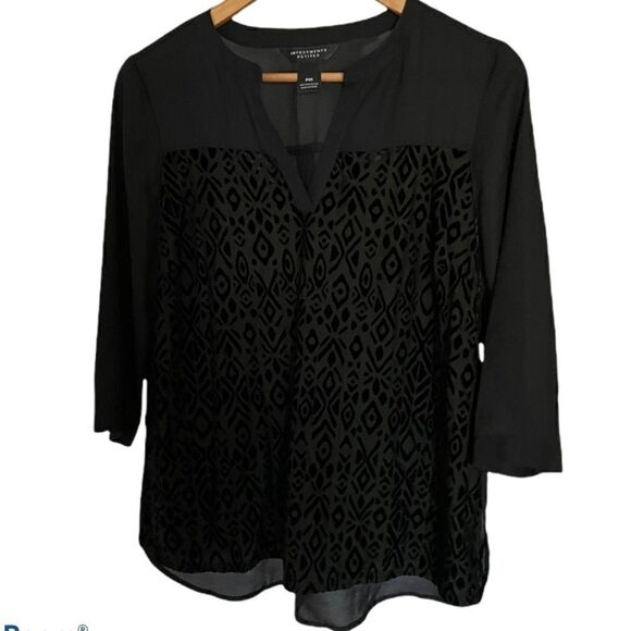 Black Boho Blouse, Medium Petite - Picture 1 of 4